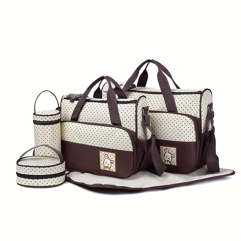 Hot Selling Fashion Crossbody High Quality Diaper Bag Set of Five Multifunctional Large Capacity Mommy Bags Single Shoulder Handbag with Changing Pouch
