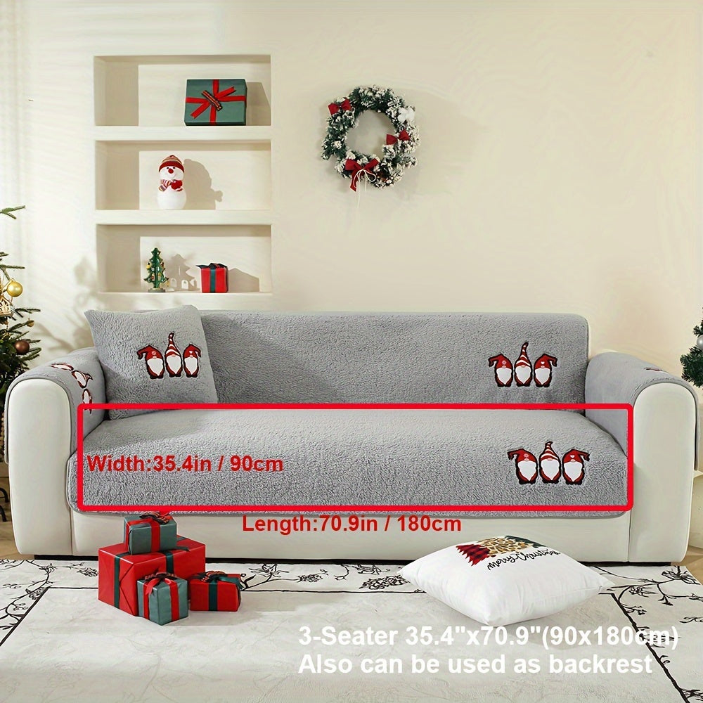 Christmas Decorations Sherpa Fleece Sofa Cover - Thickened Warmly, Soft Plush Fabric, Living Room Sofa Couch Protector, Cozy Winter Home Decor