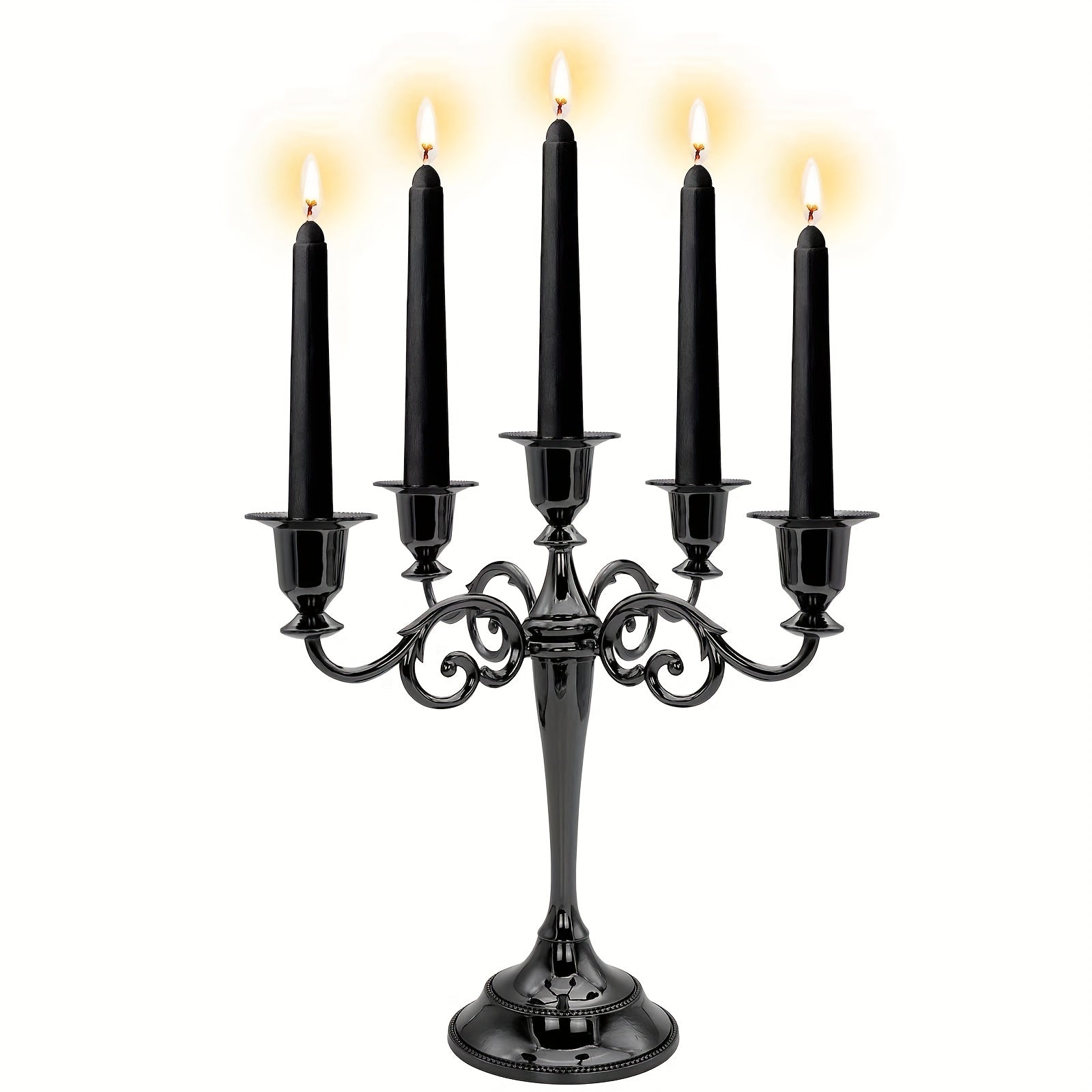 Vintage Black 5 Arm Candelabra - Gothic Candlestick for Weddings & Events