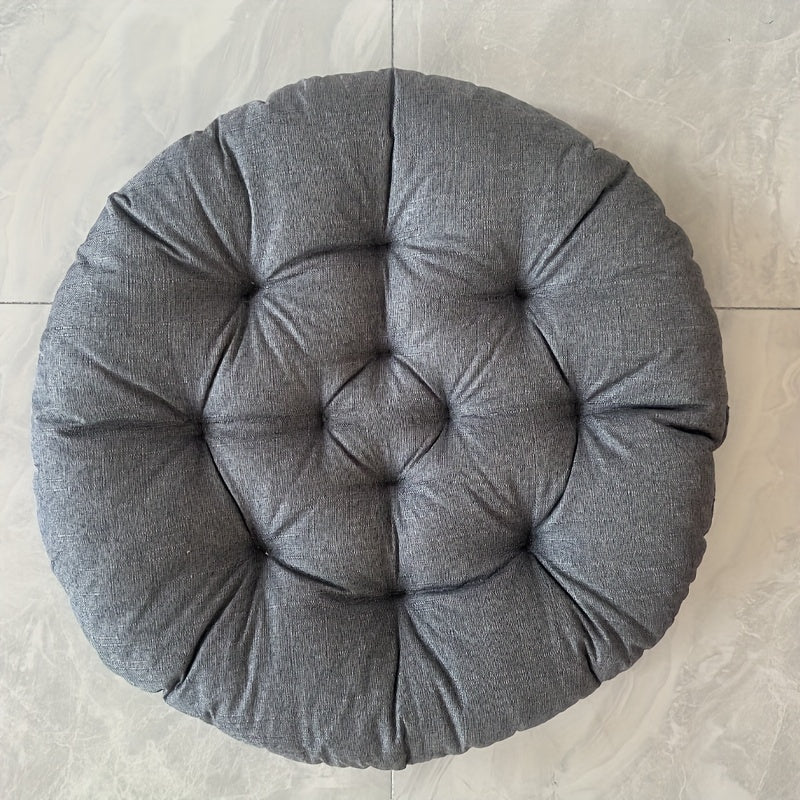 Round Linen Floor Cushion - Japanese Tatami Meditation Pillow Futon