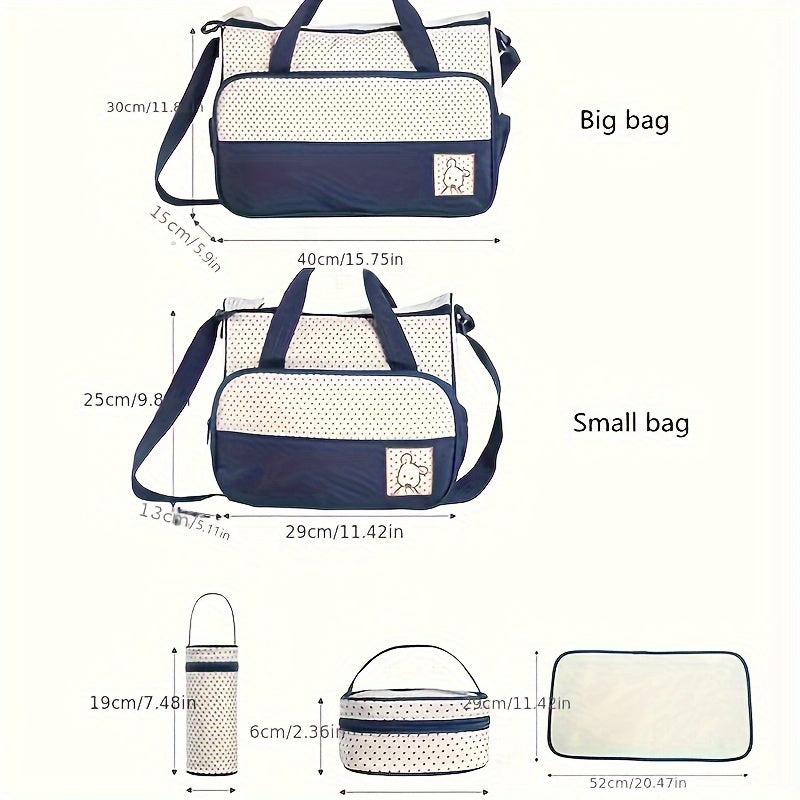 Hot Selling Fashion Crossbody High Quality Diaper Bag Set of Five Multifunctional Large Capacity Mommy Bags Single Shoulder Handbag with Changing Pouch