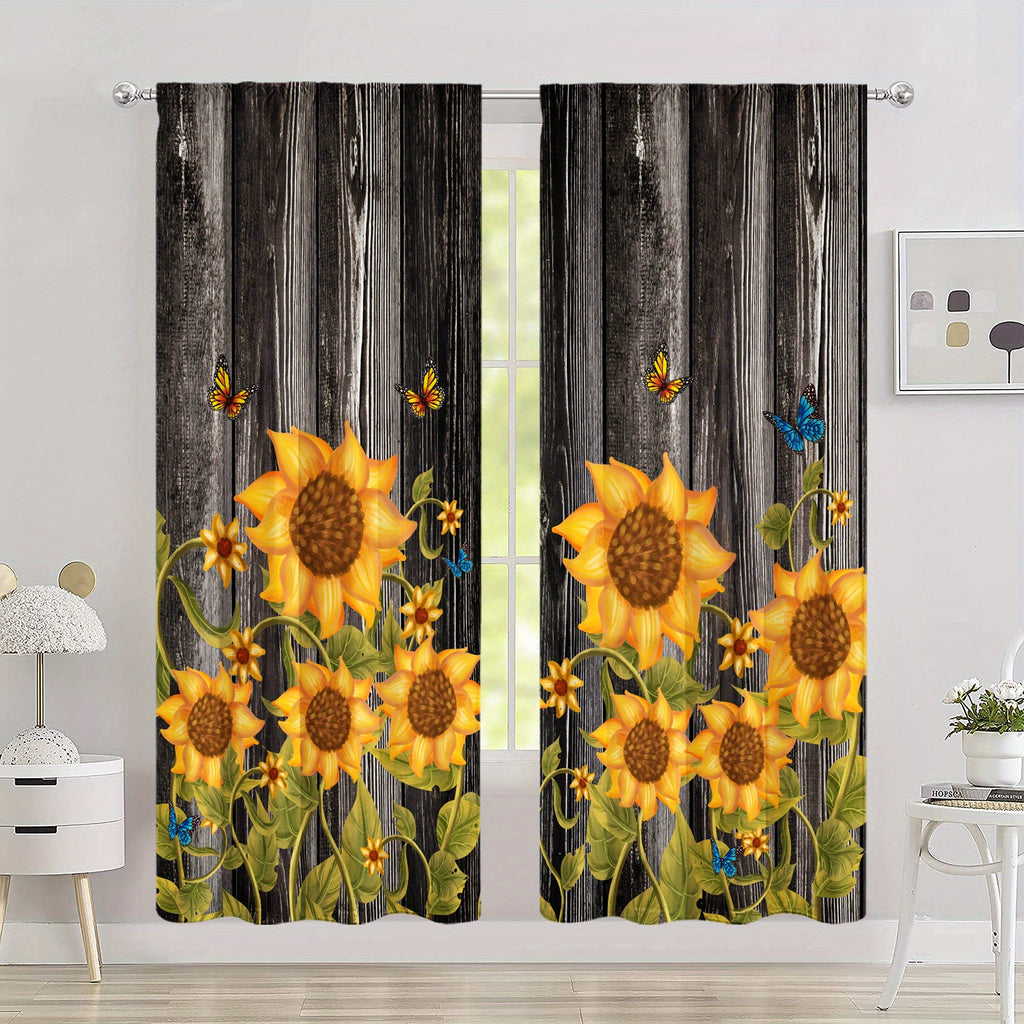 Sunflower Printed Curtains - Perfect For Bedroom, Office, Kitchen and Living Room