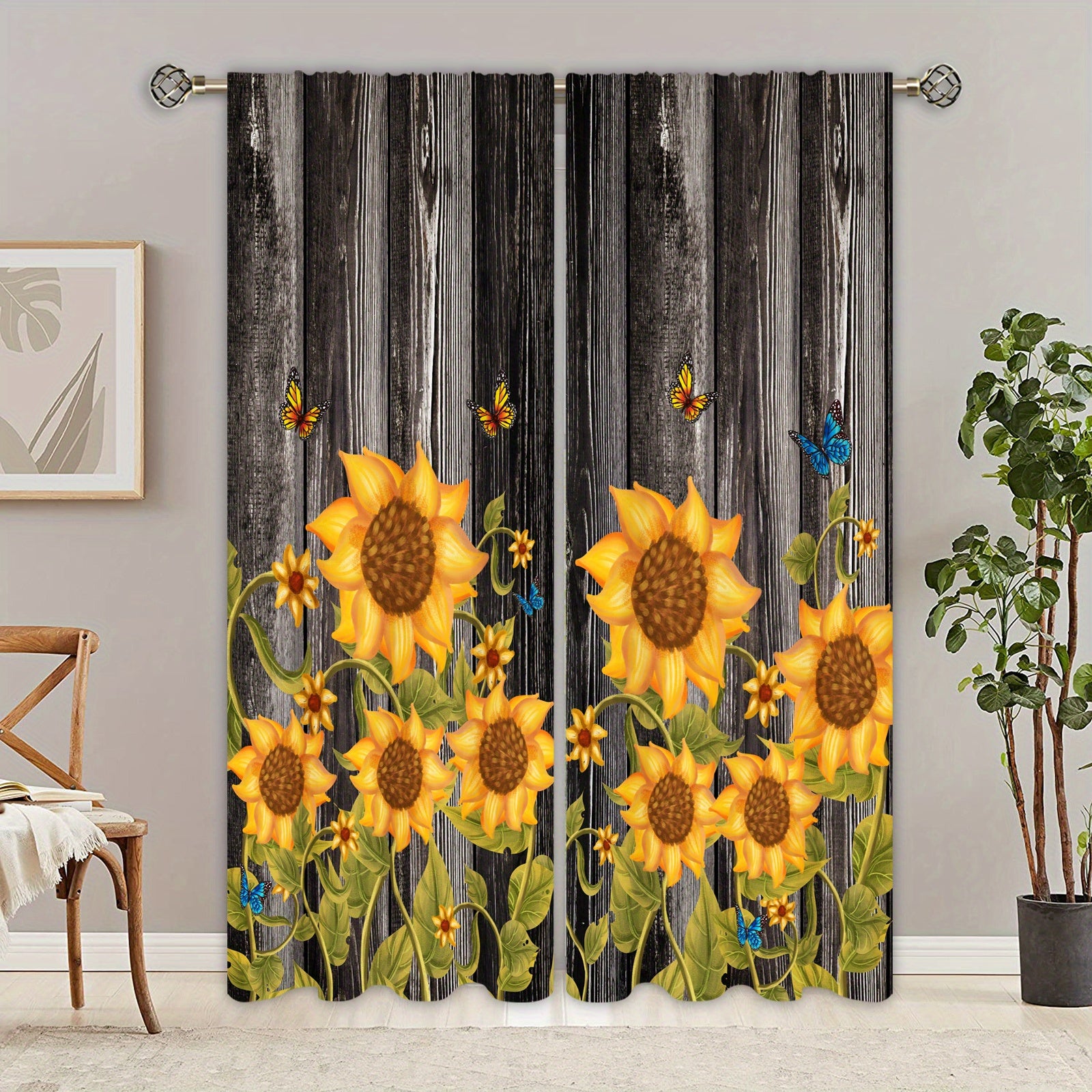 Sunflower Printed Curtains - Perfect For Bedroom, Office, Kitchen and Living Room
