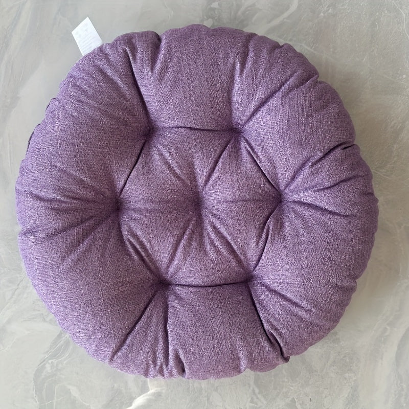 Round Linen Floor Cushion - Japanese Tatami Meditation Pillow Futon