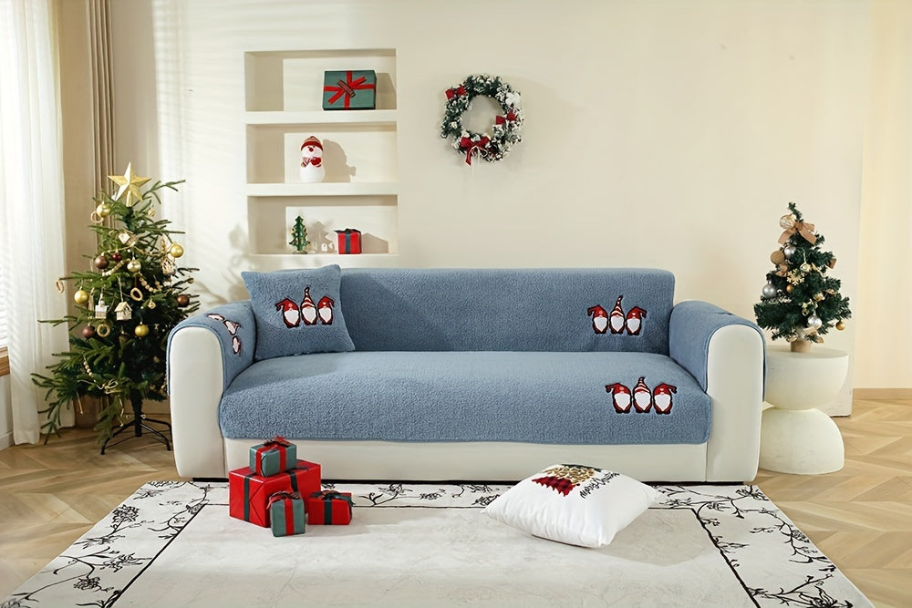 Christmas Decorations Sherpa Fleece Sofa Cover - Thickened Warmly, Soft Plush Fabric, Living Room Sofa Couch Protector, Cozy Winter Home Decor
