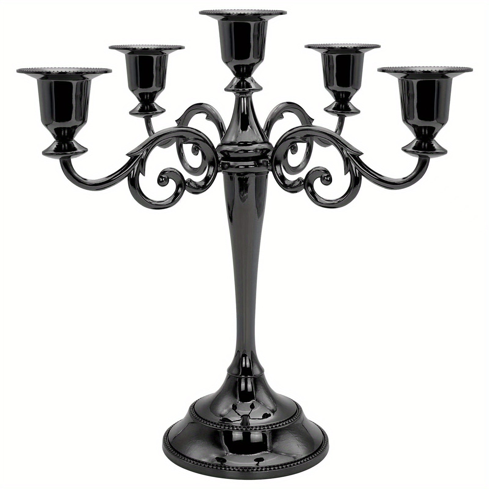 Vintage Black 5 Arm Candelabra - Gothic Candlestick for Weddings & Events