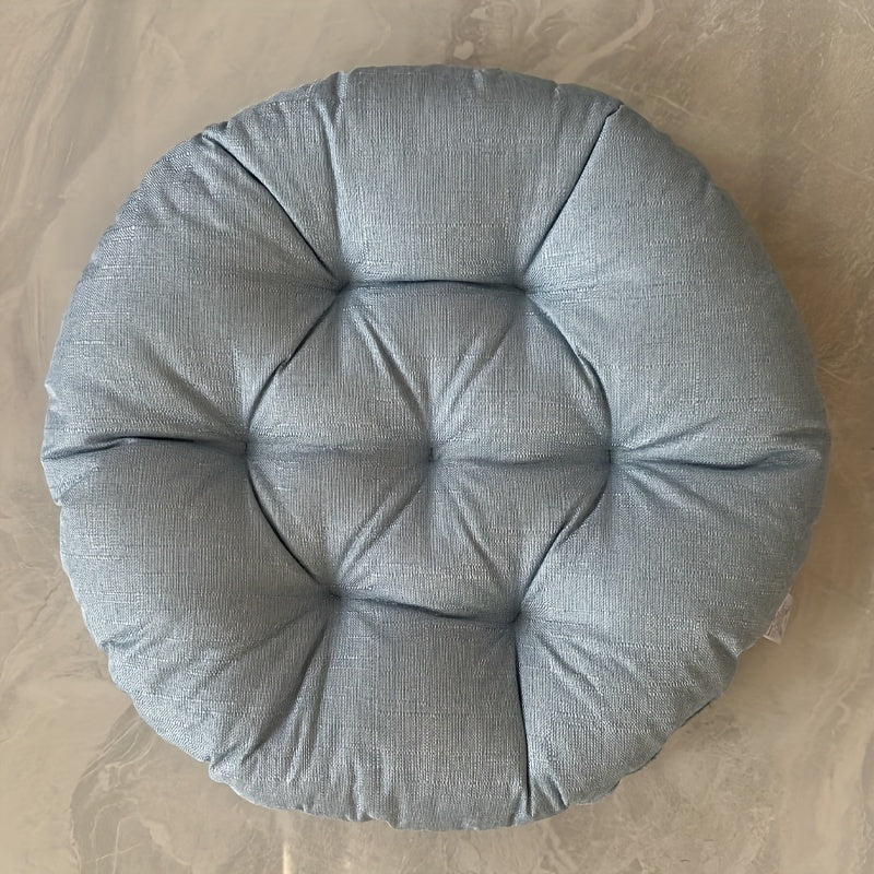 Round Linen Floor Cushion - Japanese Tatami Meditation Pillow Futon