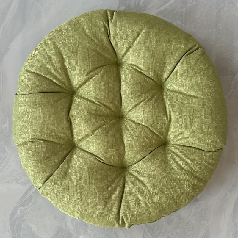 Round Linen Floor Cushion - Japanese Tatami Meditation Pillow Futon