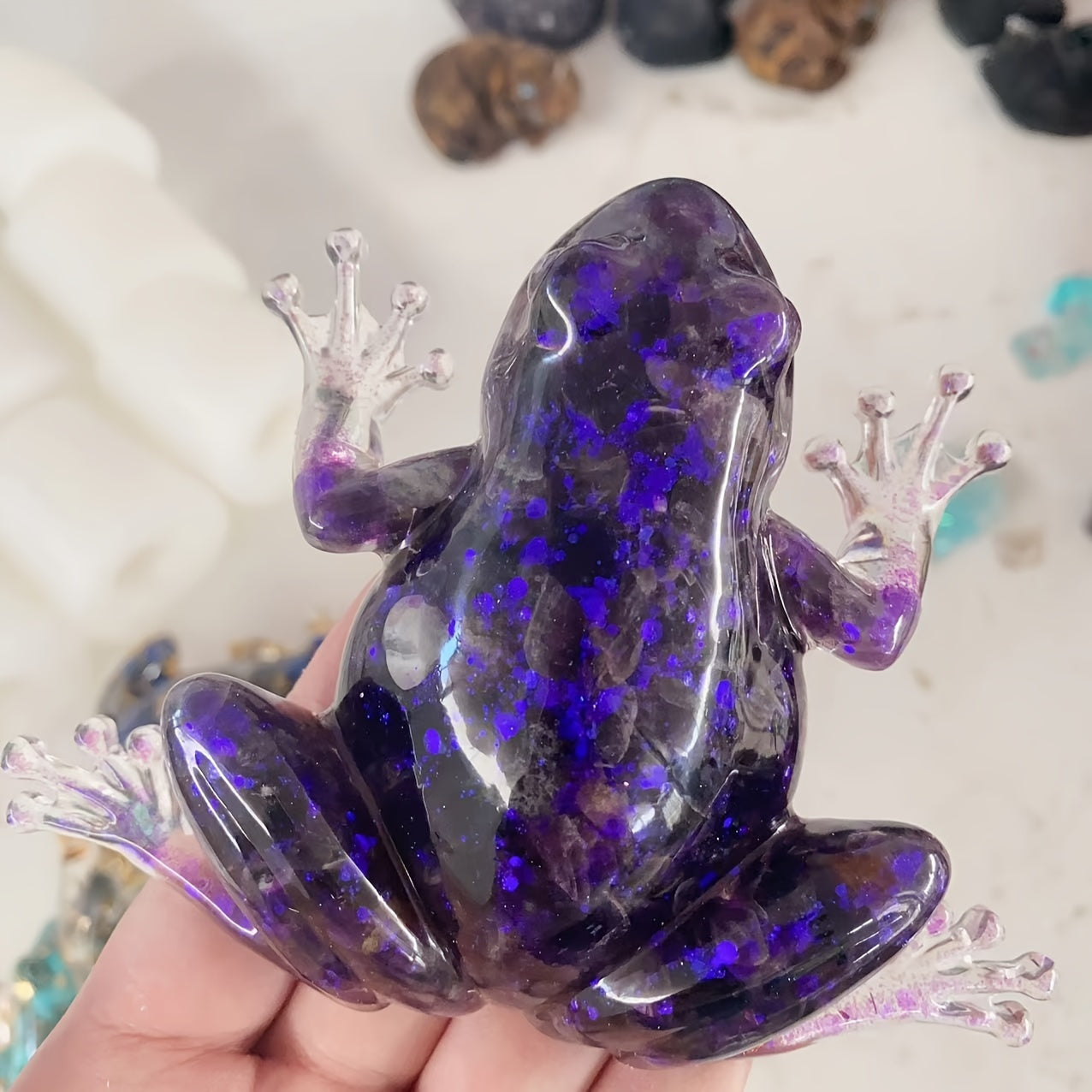 Sparkling Crystal Resin Frog Ornament - Indoor & Outdoor