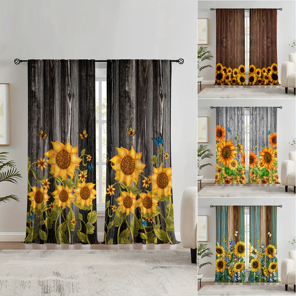 Sunflower Printed Curtains - Perfect For Bedroom, Office, Kitchen and Living Room