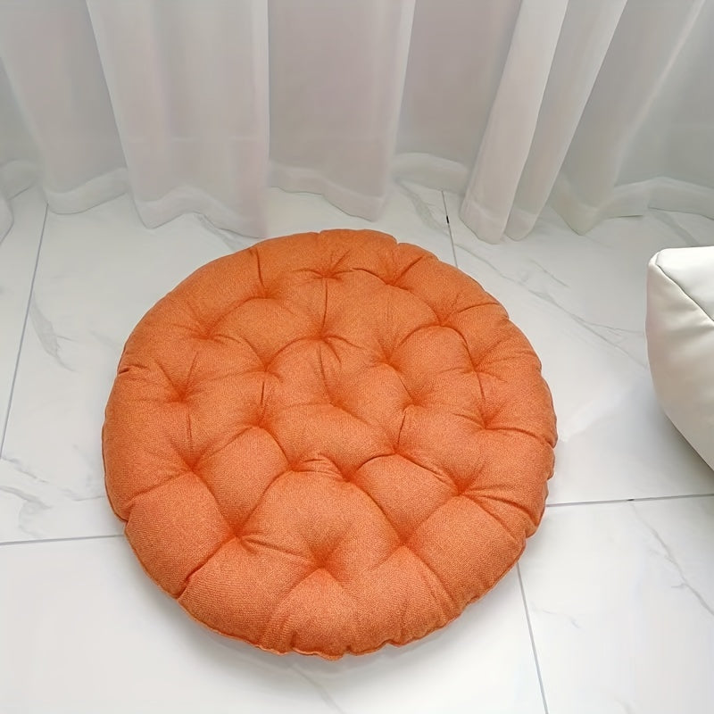 Round Linen Floor Cushion - Japanese Tatami Meditation Pillow Futon