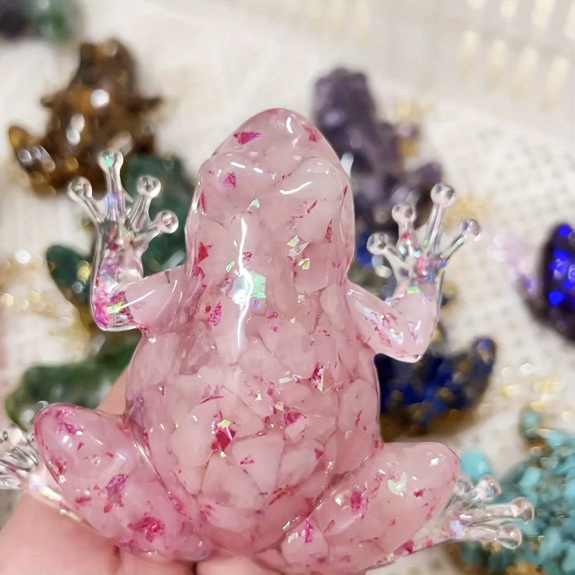 Sparkling Crystal Resin Frog Ornament - Indoor & Outdoor