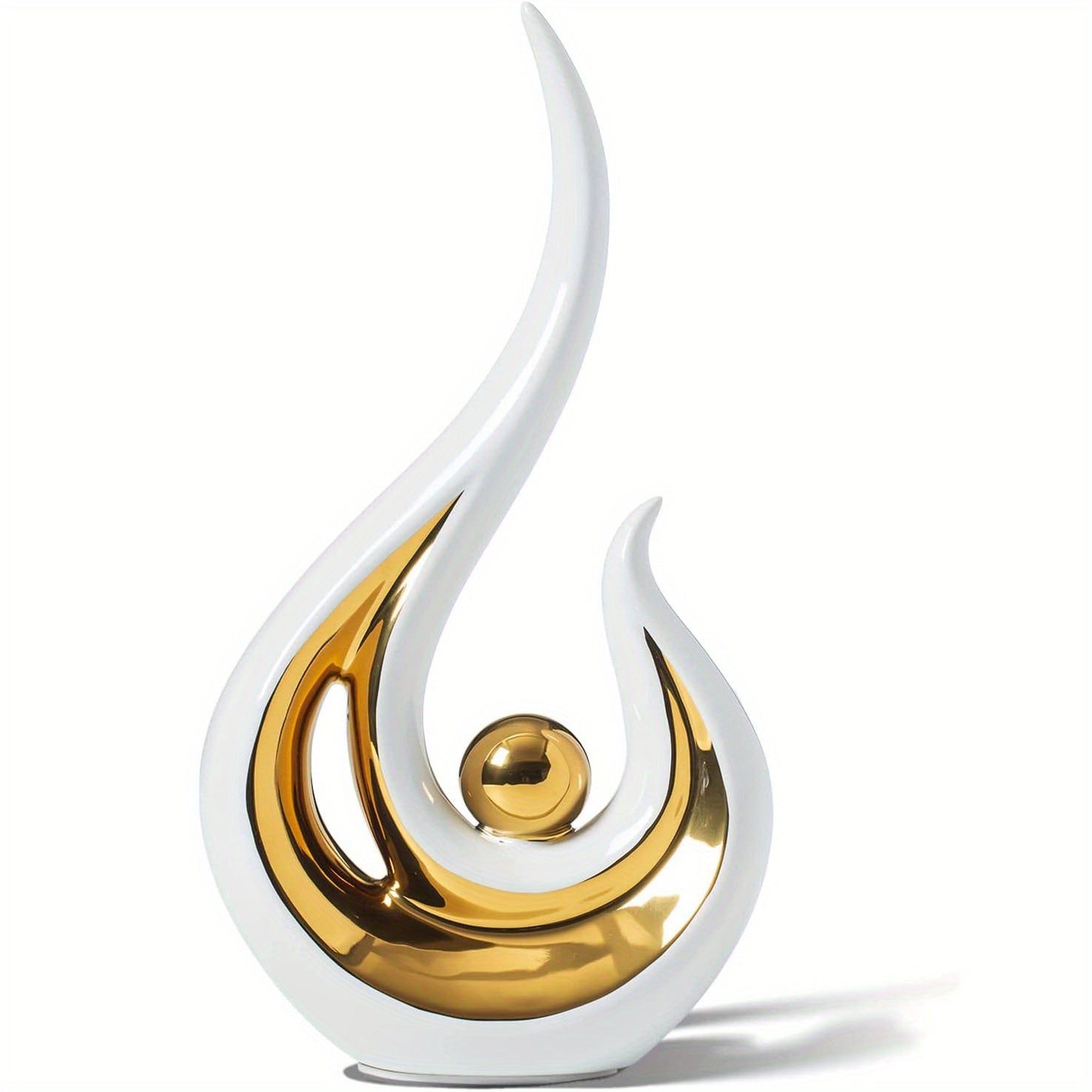 Modern Geometric Porcelain Sculpture - Black & Gold Home Decor Gift