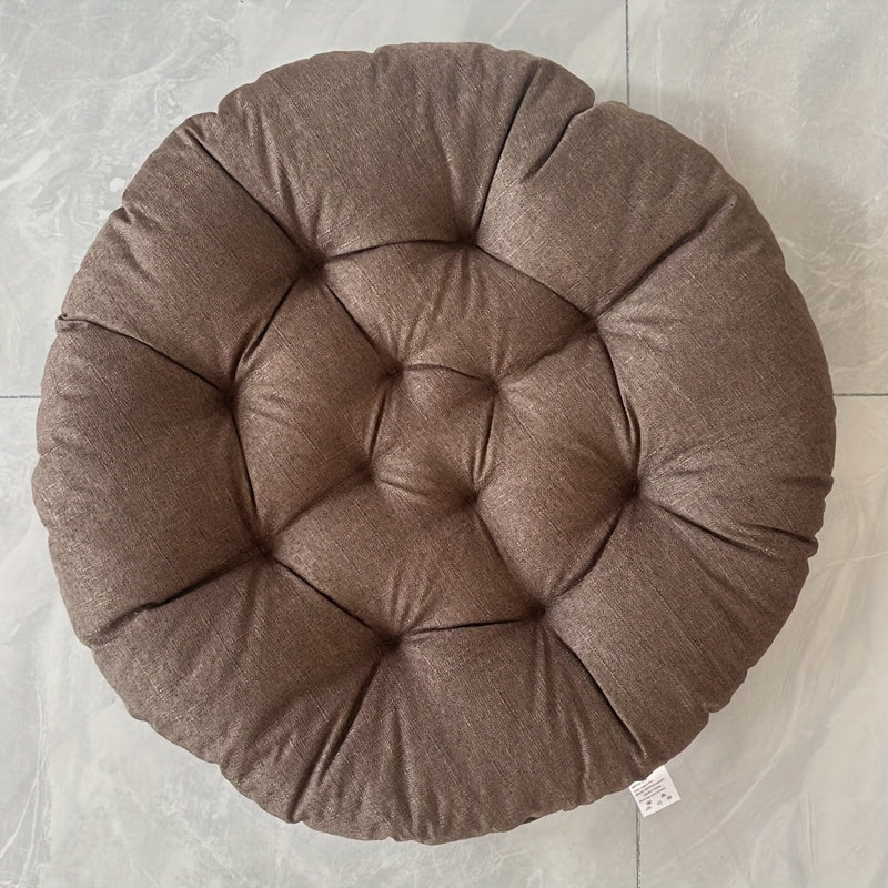 Round Linen Floor Cushion - Japanese Tatami Meditation Pillow Futon