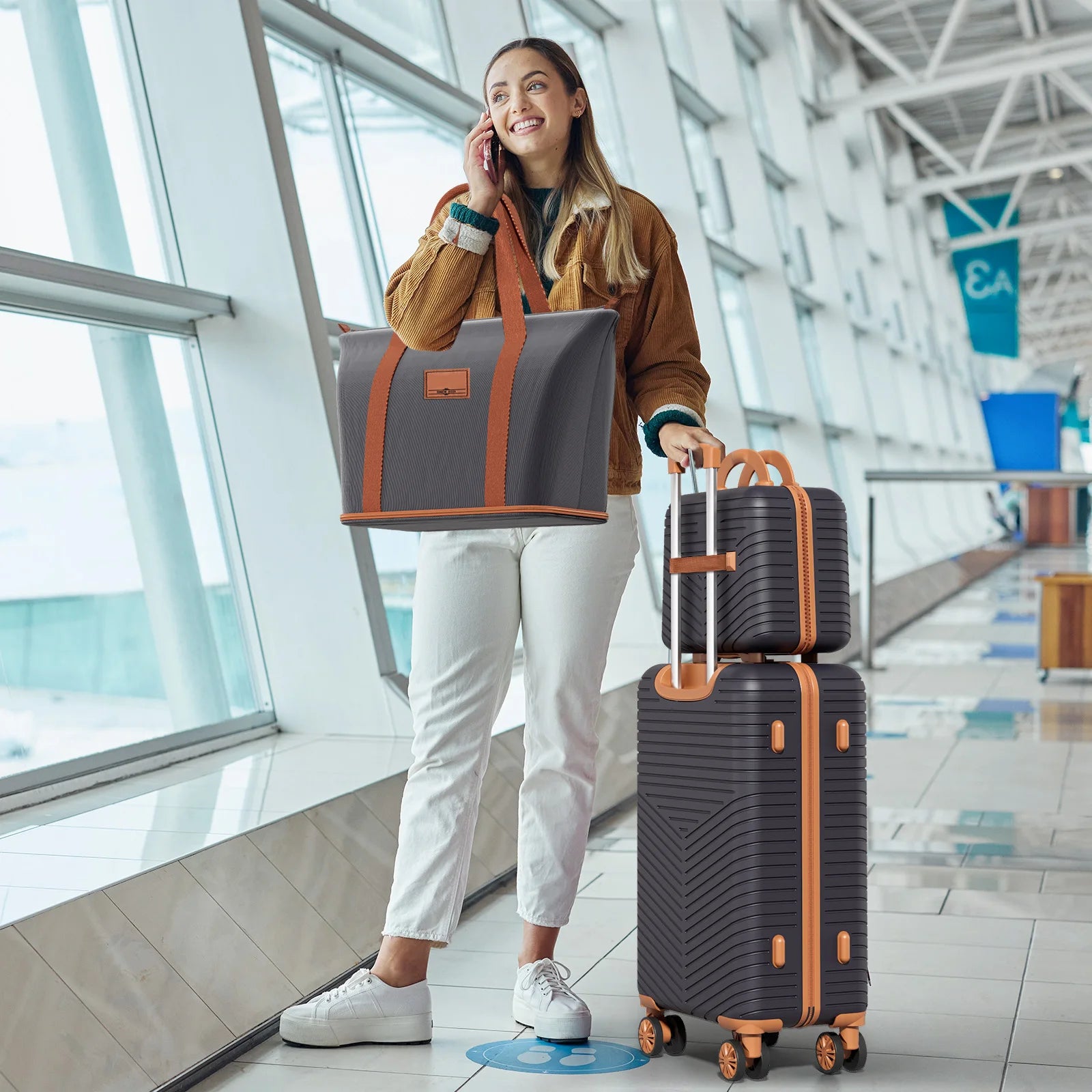 4/6 Piece Luggage Set with Spinner Wheels & TSA Lock, Carry on Luggage Hardshell ABS+PC, Travel Collection Suitcases Sets