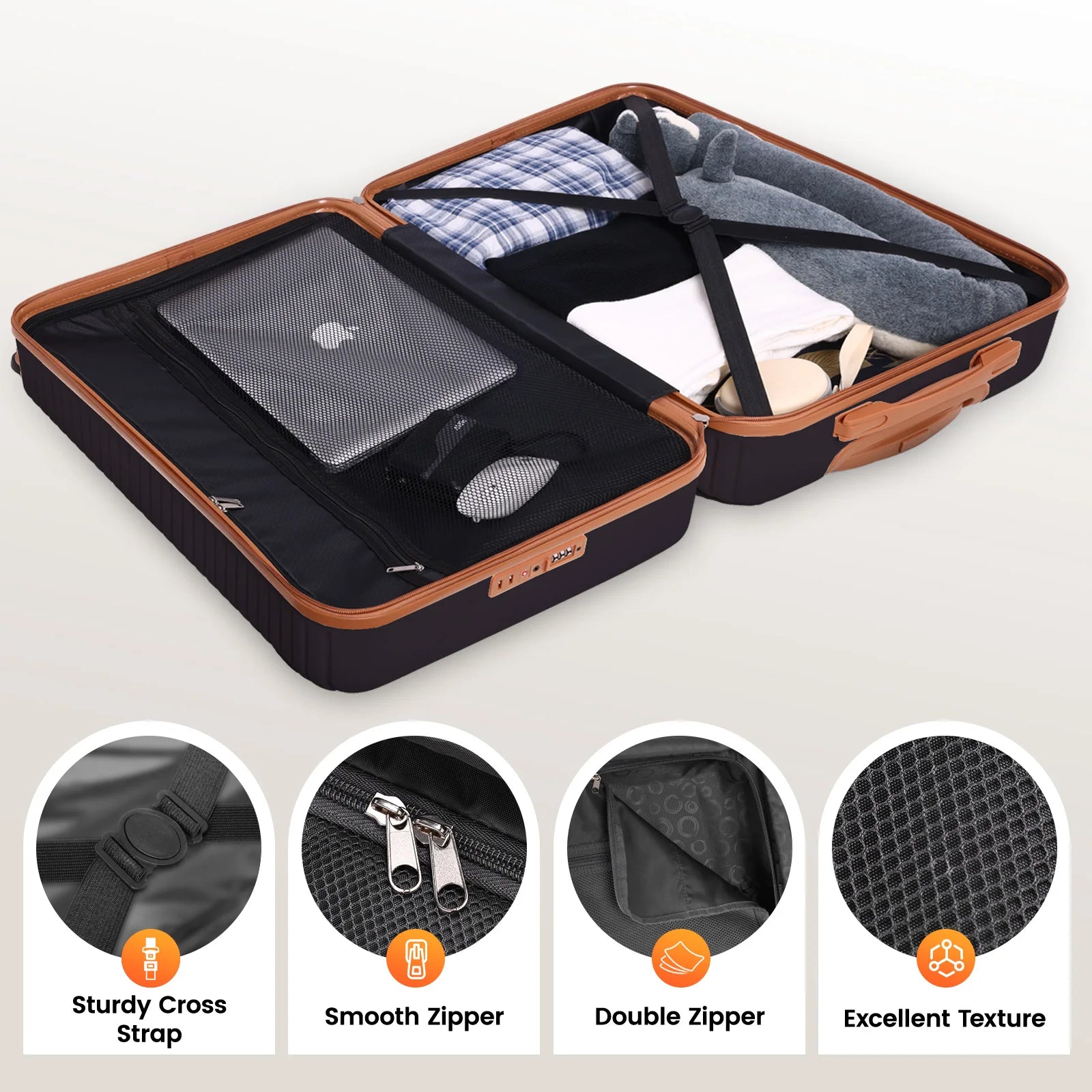 4/6 Piece Luggage Set with Spinner Wheels & TSA Lock, Carry on Luggage Hardshell ABS+PC, Travel Collection Suitcases Sets