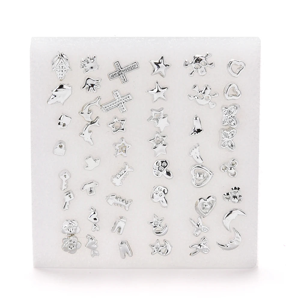 24 Pairs/Set Unisex Mix Styles Stud Earrings For Women Men Plastic Plated Stud Earrings Fashion Jewelry Wholesale