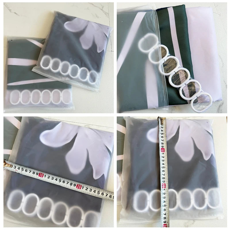 Waterproof Shower Curtain with 12 Hooks - Modern Digital Print Polyester Bathroom Curtain