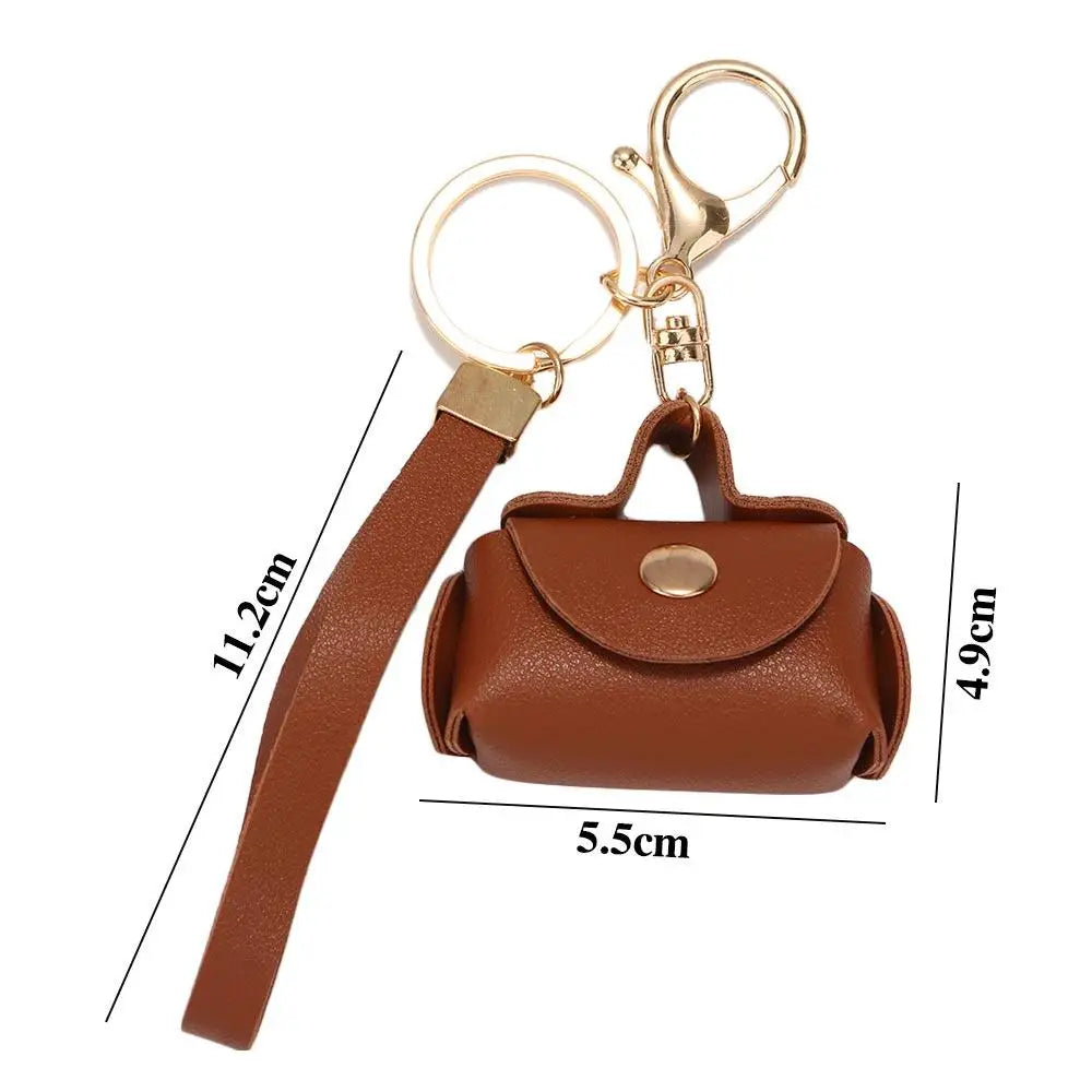 Handmade Leather Keychain - Trendy Unisex Mini Bag Pendant in 7 Colors