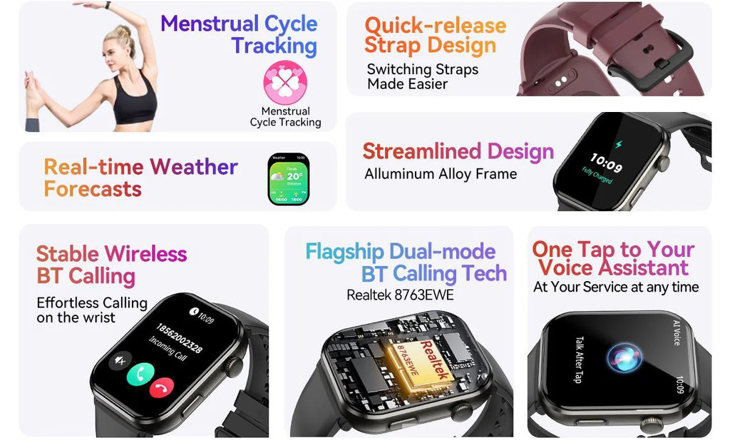 Smartwatch - 1.96'' AMOLED Display 800mAh Battery Bluetooth Calls Fitness Tracker