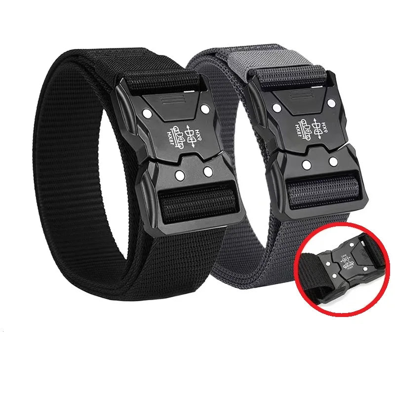 Tactical Nylon Canvas Belt - Adjustable MOLLE Waist Belt for Men's Outdoor Use