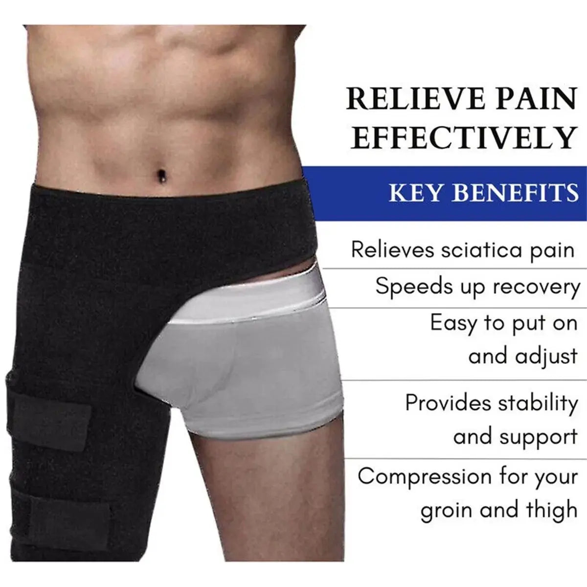 Hip Brace Thigh Compression Sleeve, Hamstring & Groin Compression Support Wrap for Hip Pain Relief, Sciatica, Quad Muscle Strains