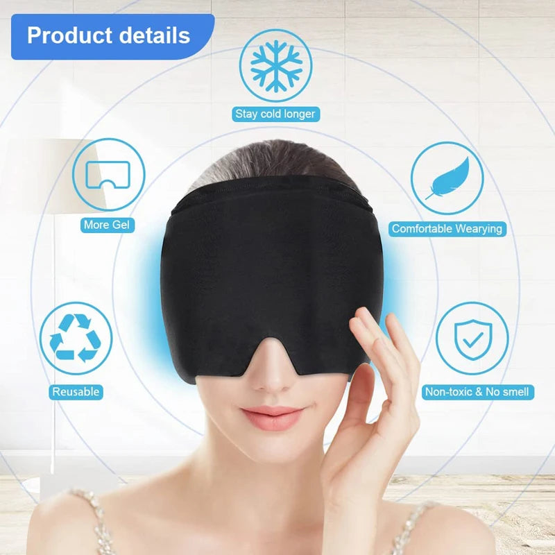 Migraine Relief HatHead Massager Gel Hot Cold Therapy Headache Migraine Relief Cap For Chemo,Sinus,Neck Wearable Therapy Wrap