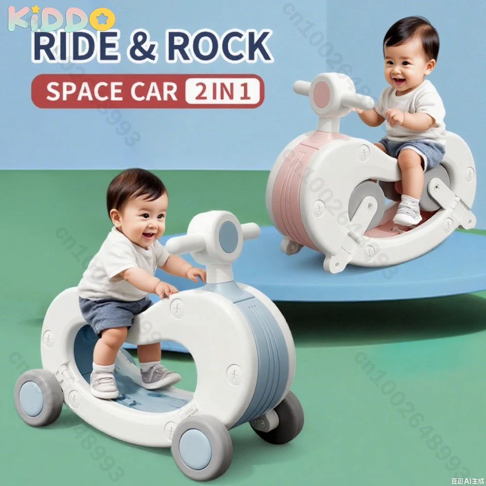 Ride-On Rocking Horse Car - Interactive Balance & Coordination Toy with Steerable Wheels for Kids 3+