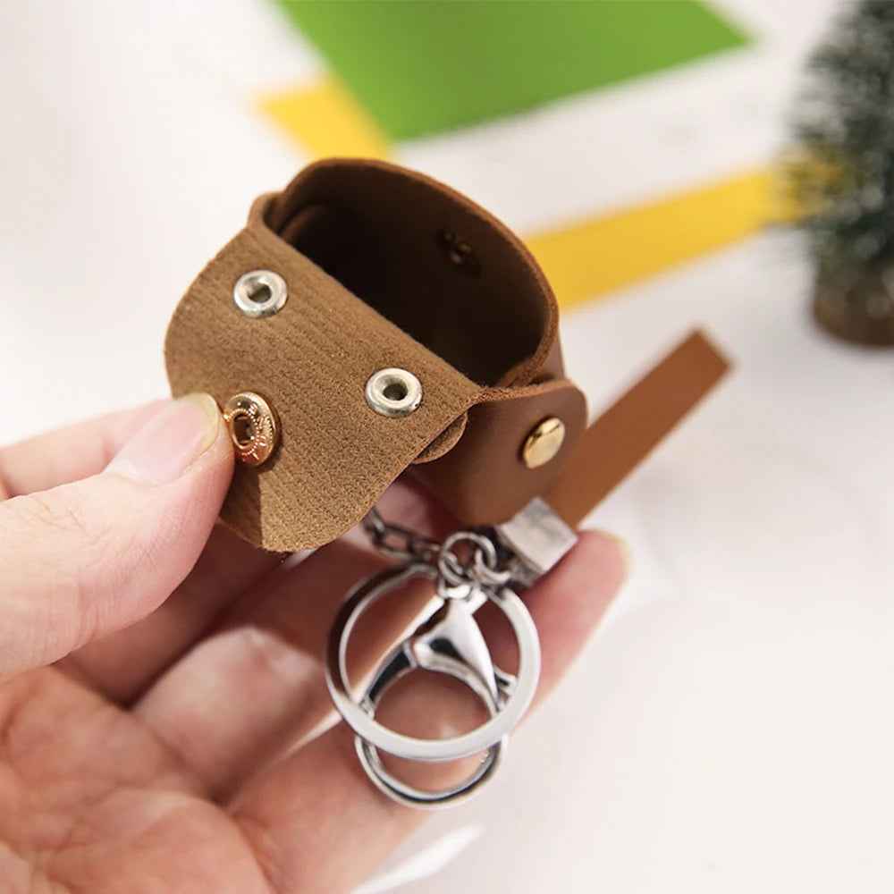 Handmade Leather Keychain - Trendy Unisex Mini Bag Pendant in 7 Colors