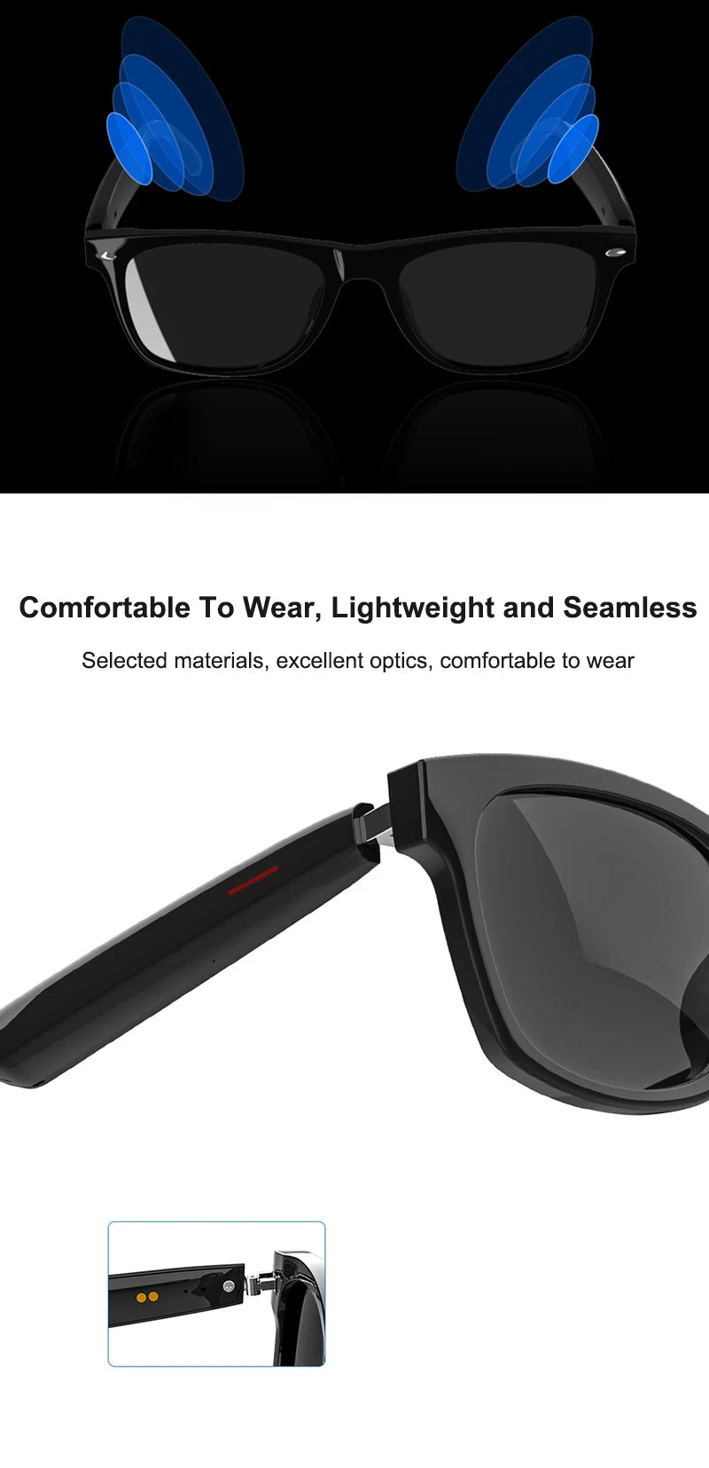 Smart AI Translation Glasses 100+ Languages Real-time Translation Bluetooth Sunglasses Earphones Voice Assistant Call Music