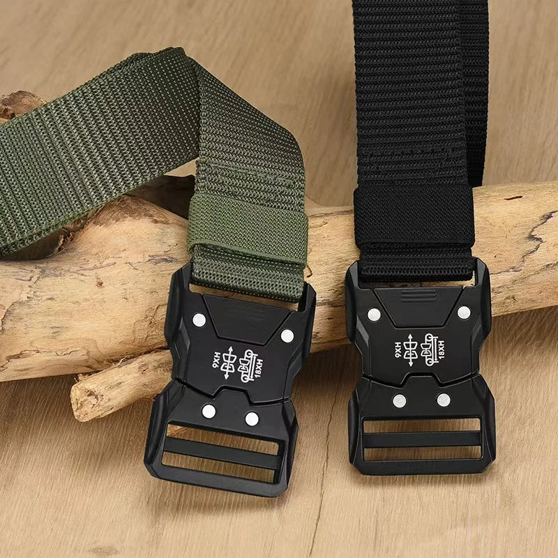 Tactical Nylon Canvas Belt - Adjustable MOLLE Waist Belt for Men's Outdoor Use