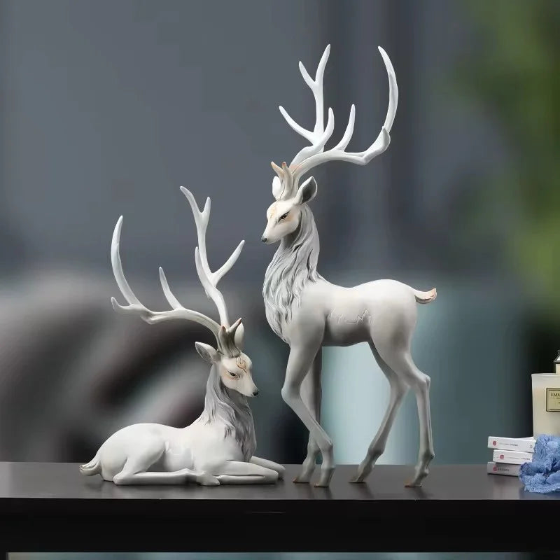 Luxury Resin Deer Statue 35cm - European Elk Figurine Home Decor