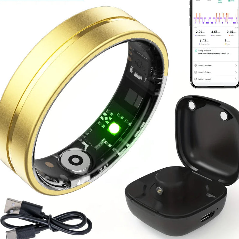 Smart Fitness Ring - Health Monitor with Heart Rate, Blood Pressure & Sleep Tracking