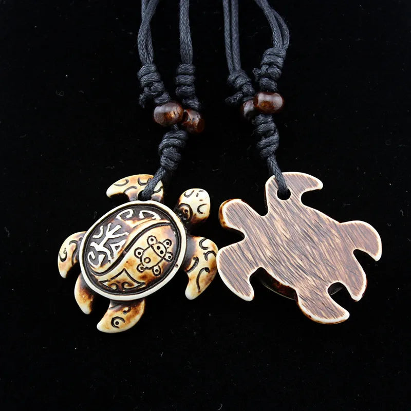 Turtle Necklace for Women Men Yak Bone Tortoise Hawaii Tribal Surfer Necklace Sea Turtles Pendants Necklaces