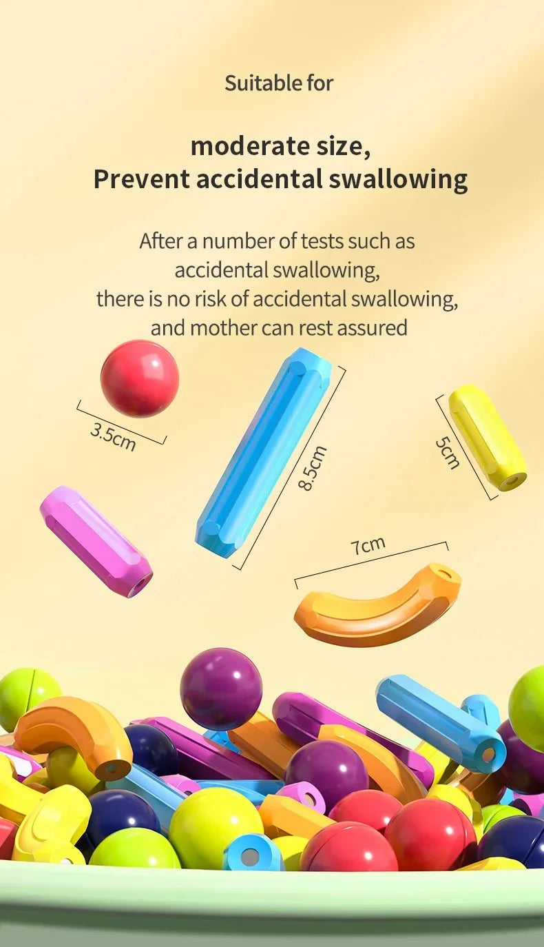 Magnet Ball Sticks Rod Games Magnetic Construction Set 188PCS Magnetic Building Blocks Toy Montessori Educational Toys for Kids