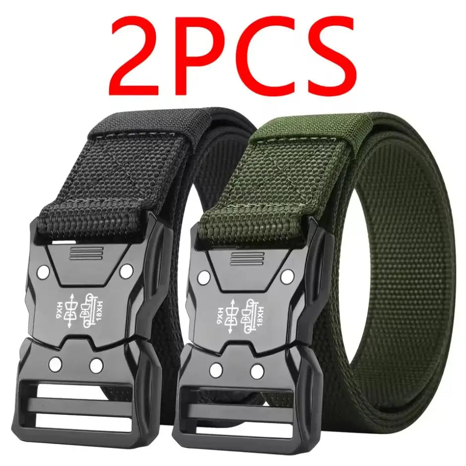 Tactical Nylon Canvas Belt - Adjustable MOLLE Waist Belt for Men's Outdoor Use
