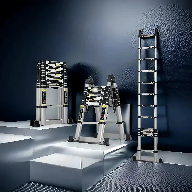 Stainless Steel Telescopic Ladder Heavy Duty Adjustable Multi-Function Folding Step Ladder For Home Indoor Outdoor Safety Use