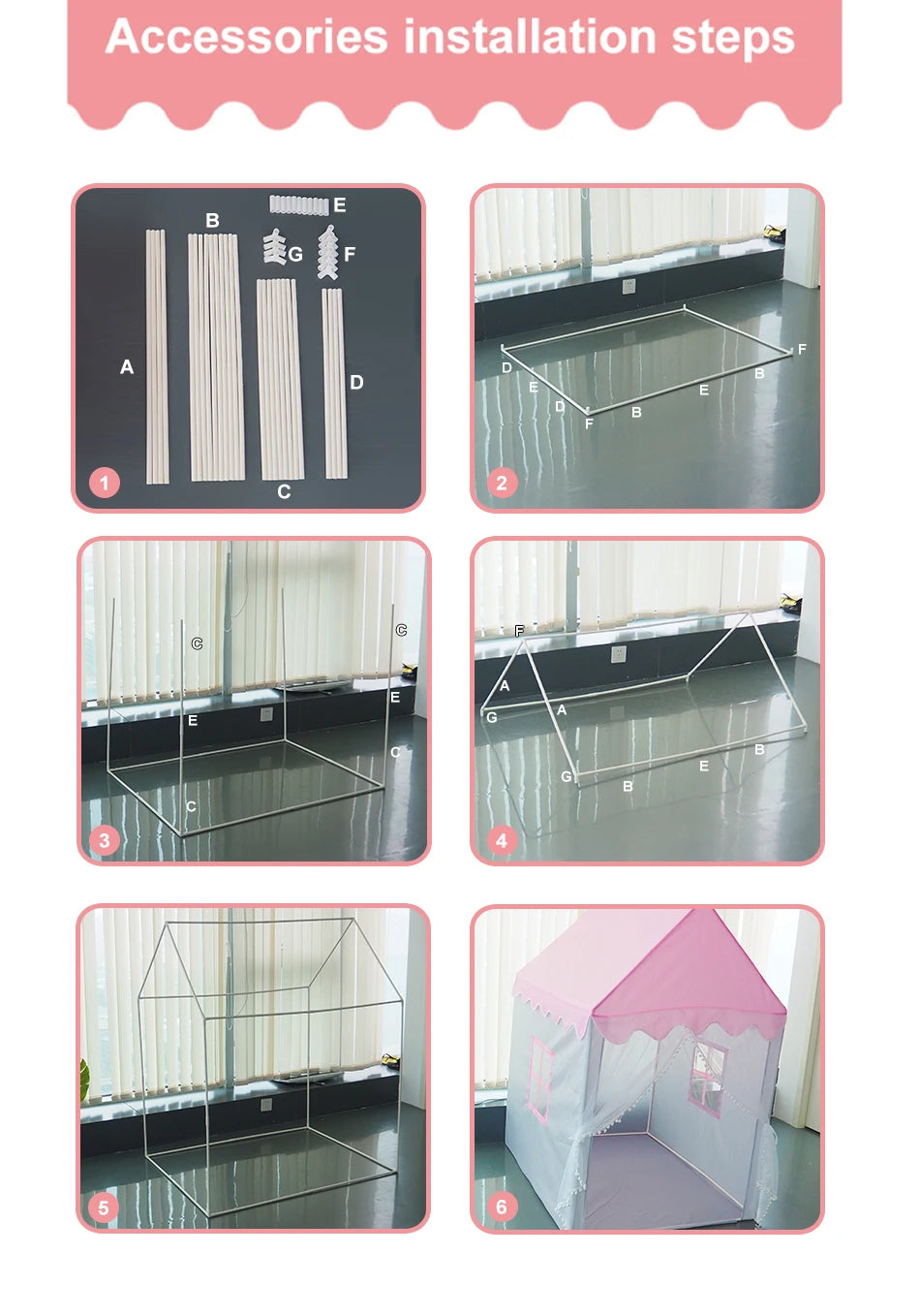 Kids Play Tent 1.35M - Foldable Princess Castle Teepee Wigwam Playhouse for Girls Ages 3-12