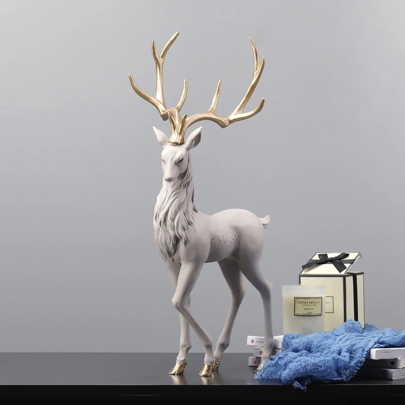 Luxury Resin Deer Statue 35cm - European Elk Figurine Home Decor