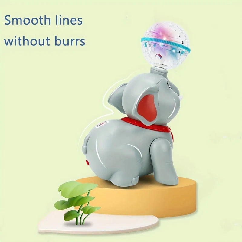 Elephant Floating Ball Toy,Drumming Elephant Blowing Ball with Light Music, Early Learning Educational Toy with Light & Sound