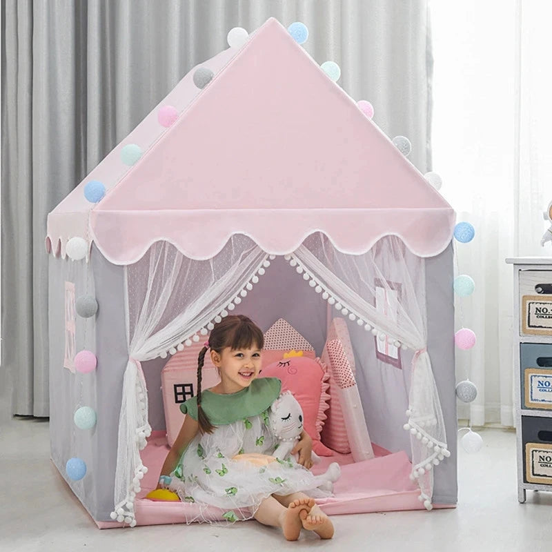 Kids Play Tent 1.35M - Foldable Princess Castle Teepee Wigwam Playhouse for Girls Ages 3-12