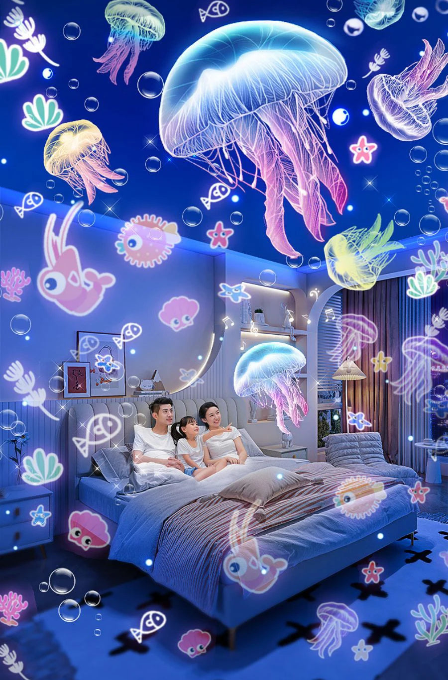 Kids Gift Robot Projector Night Light With Music Rechargeable Universe Starry Sky Rotate LED Projection Lamp