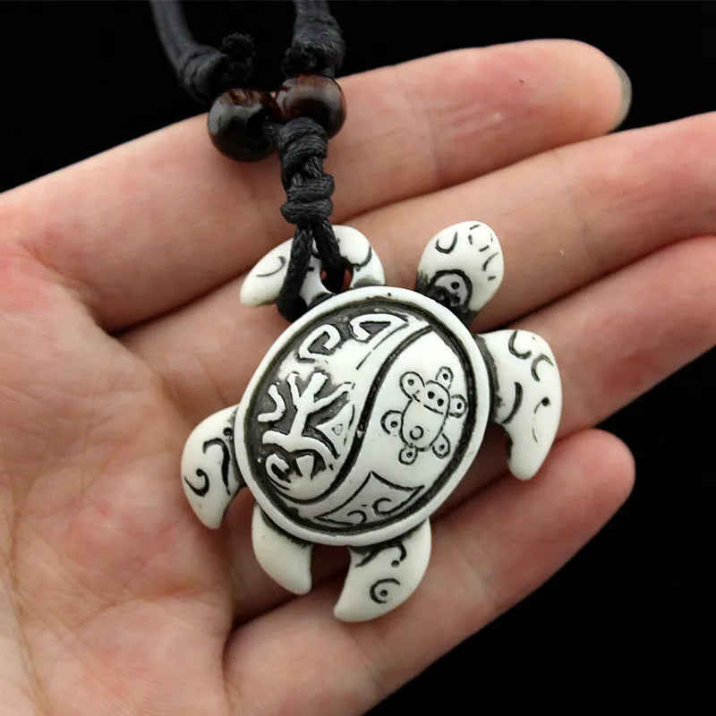 Turtle Necklace for Women Men Yak Bone Tortoise Hawaii Tribal Surfer Necklace Sea Turtles Pendants Necklaces