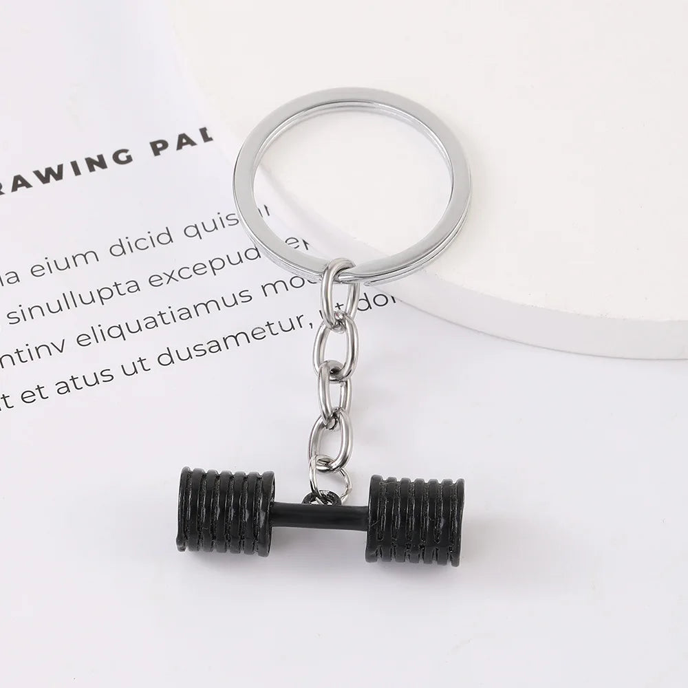 Dumbbell Metal Keychain - Unisex Sports Gym Fitness Accessory