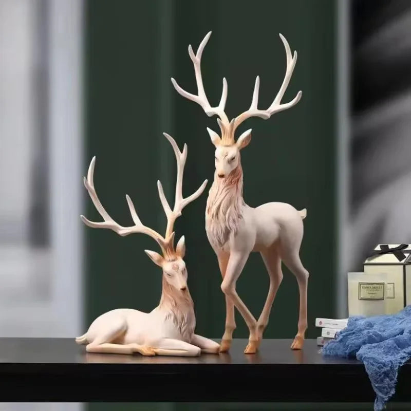 Luxury Resin Deer Statue 35cm - European Elk Figurine Home Decor