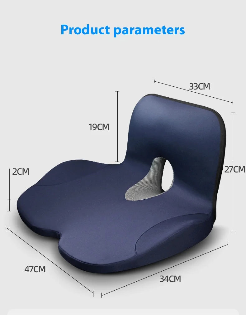 L-Shaped Integrated Office Chair Seat Cushion Memory Foam Seat Cushion Anti-Slip Bottom Pressure-Reducing Hip Waist Support