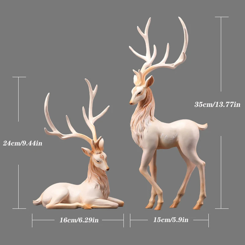 Luxury Resin Deer Statue 35cm - European Elk Figurine Home Decor