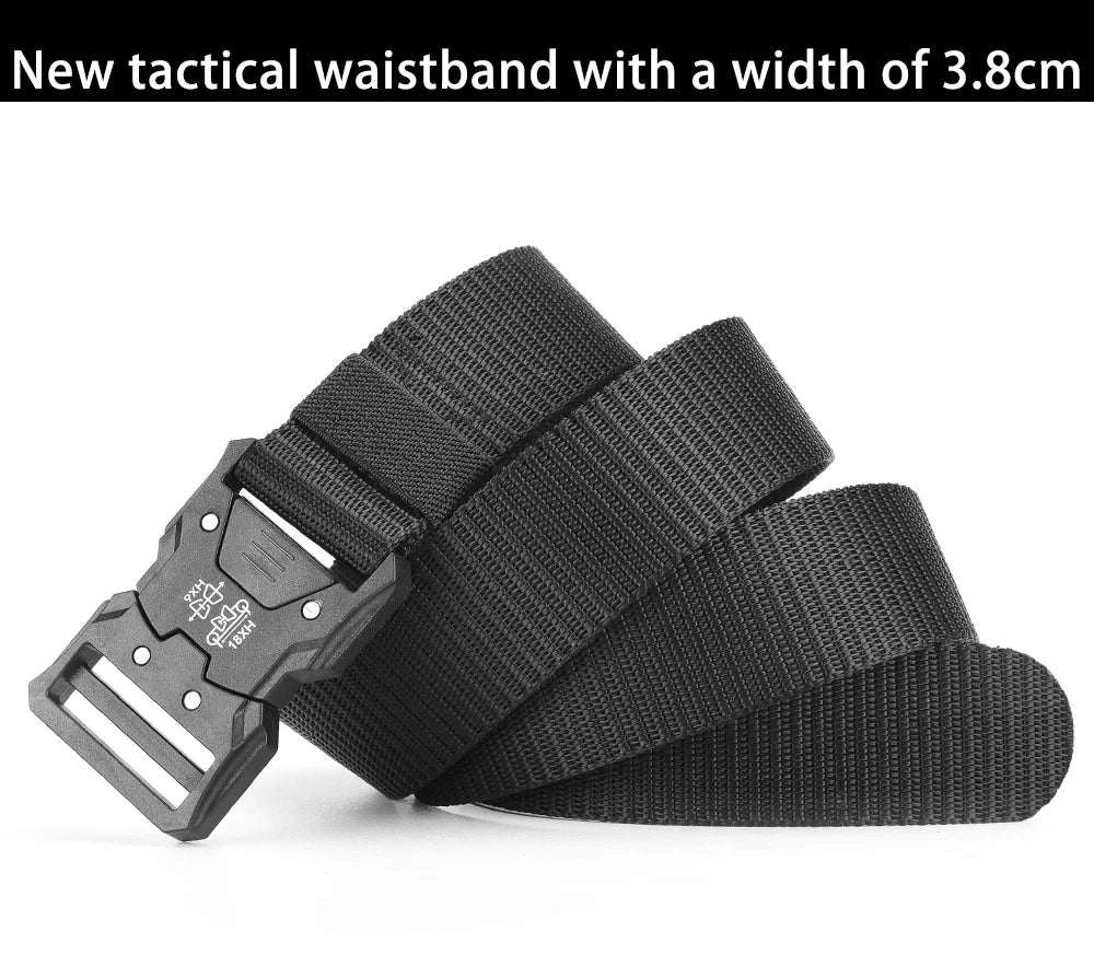 Tactical Nylon Canvas Belt - Adjustable MOLLE Waist Belt for Men's Outdoor Use