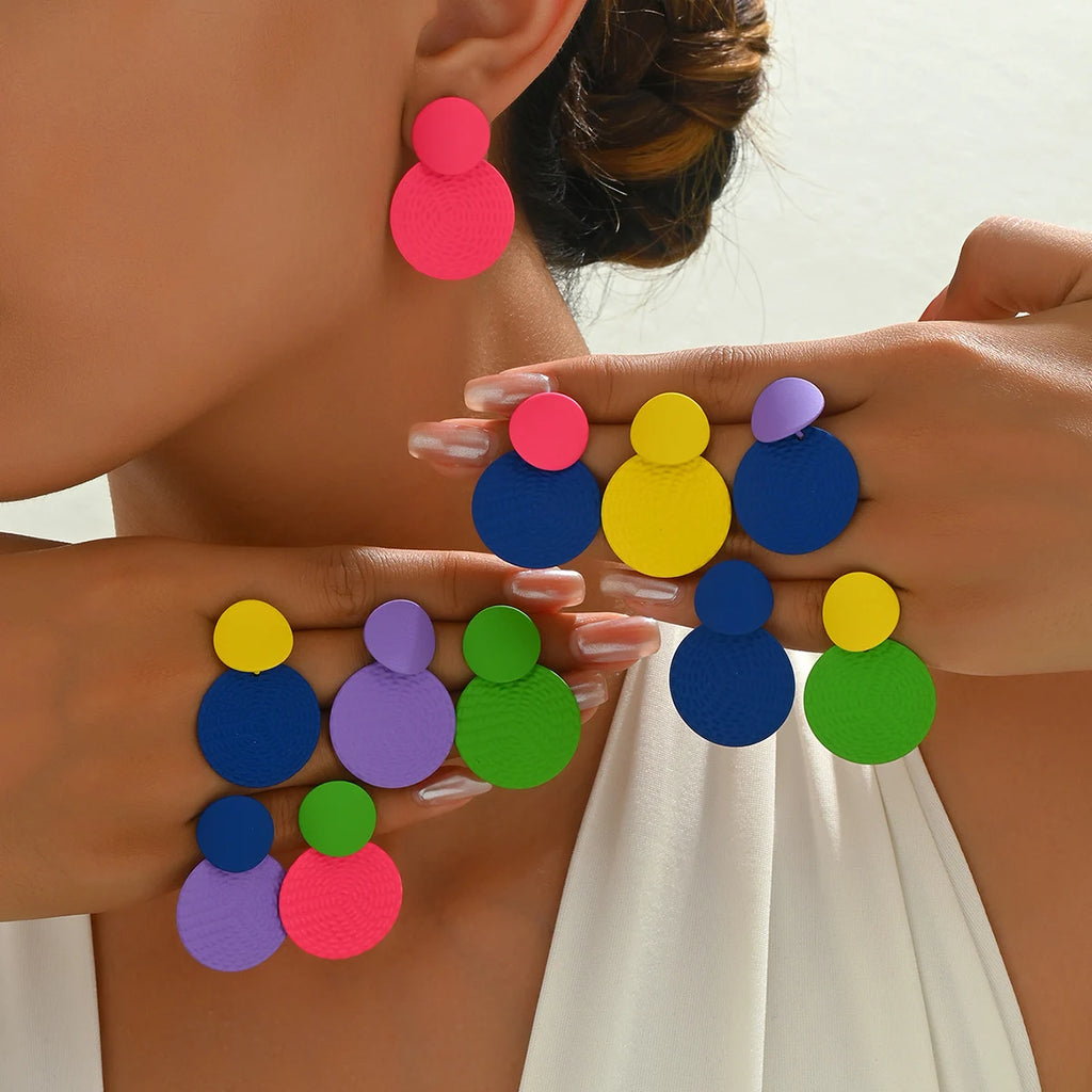 Earrings For Women Bohemian Y2K Contrasting Round Earrings Irregular Wedding Party Gifts