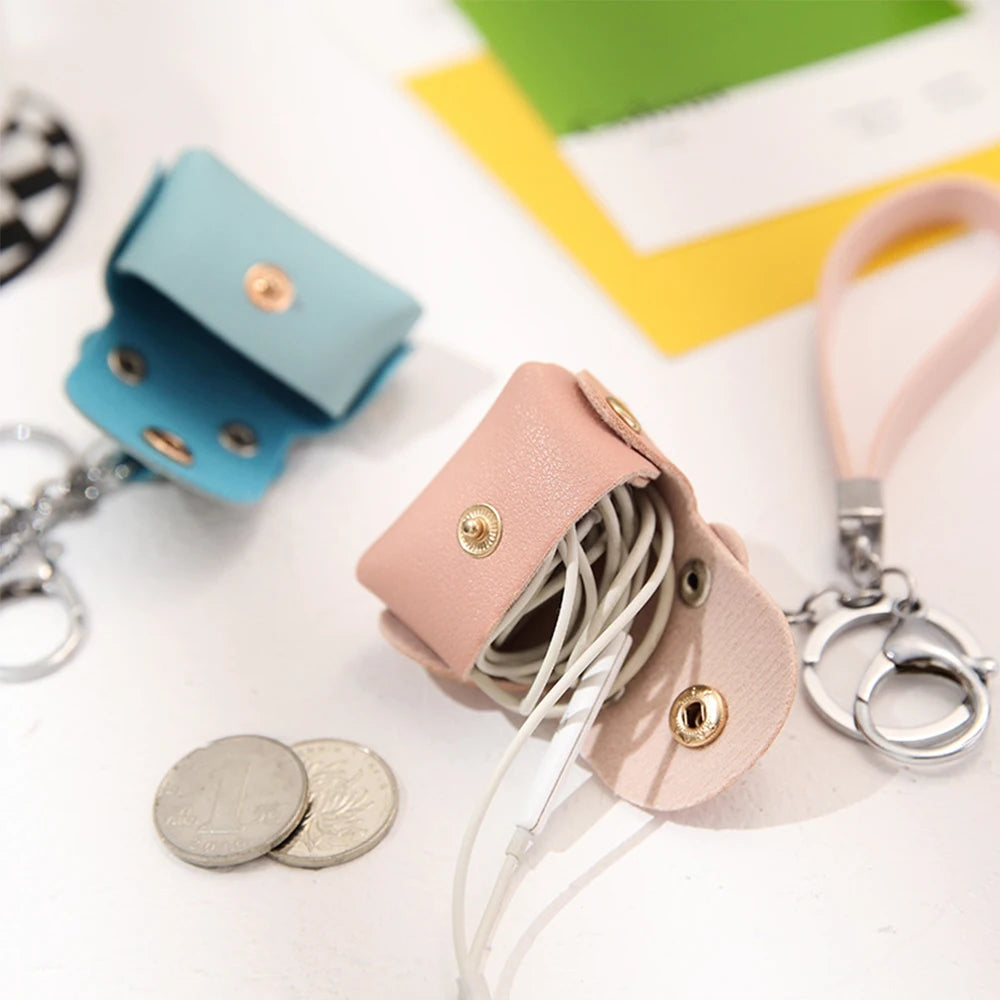 Handmade Leather Keychain - Trendy Unisex Mini Bag Pendant in 7 Colors
